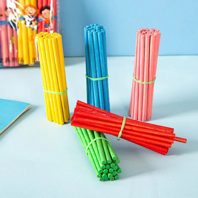 Colored 100Pcs Wooden Montessori Arithmetic Counting Sticks for Educational Maths for Kids & School Students (5 Colors)