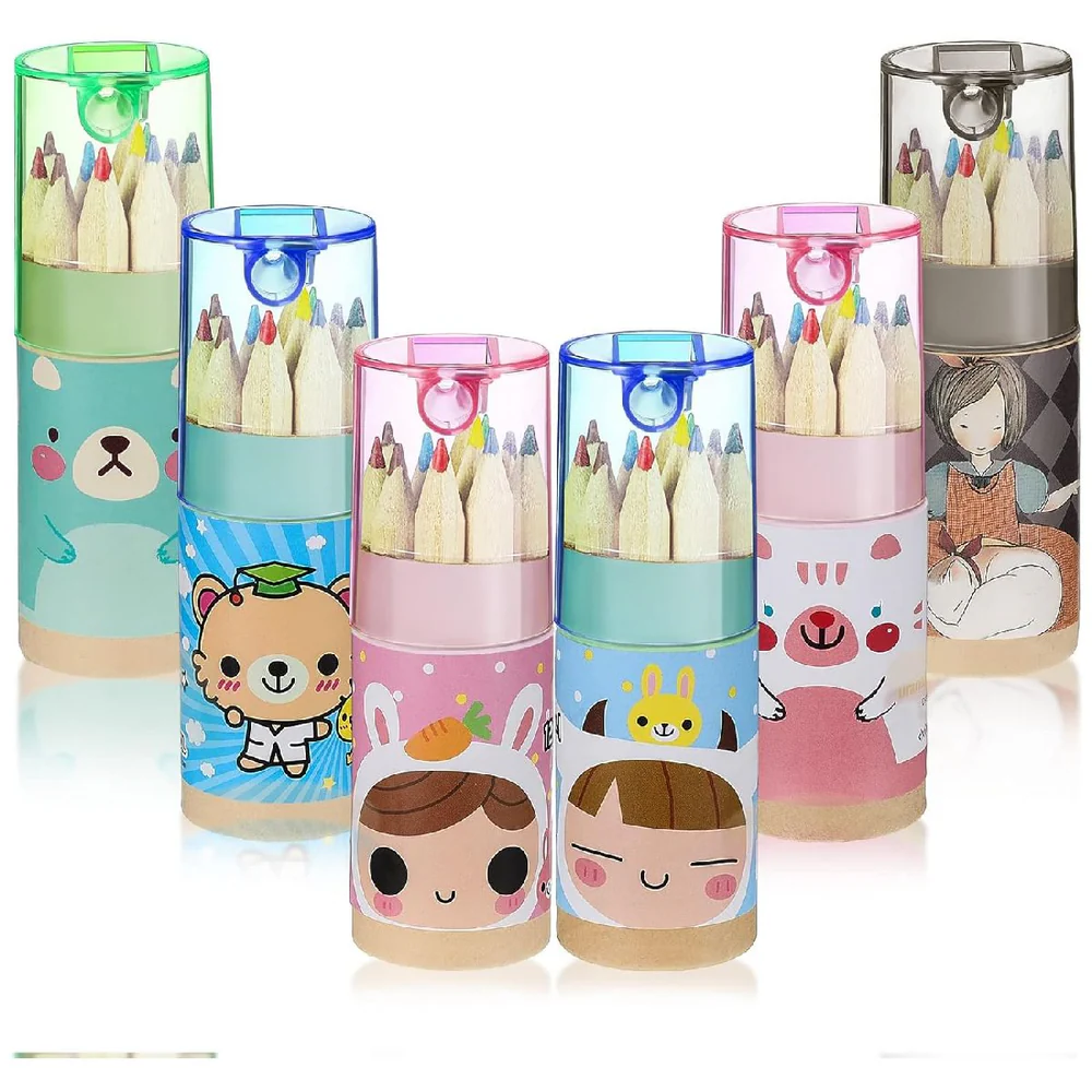 Wooden Color Pencils Set of 12, Drawing Pencil with Sharpener